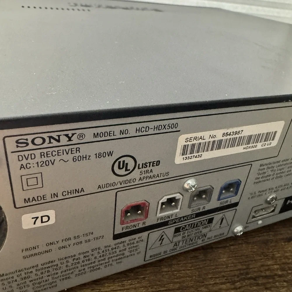 Sony DAV-HDX500 5 Disc‎ DVD Changer Home Theatre System  Untested